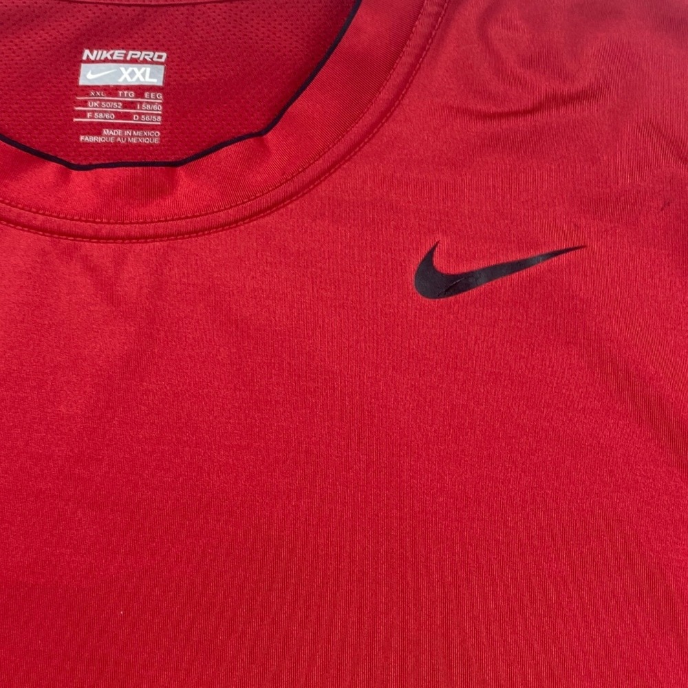 Nike Pro Mens XXL Red Black Long Sleeve Compression Shirt Nike FIT 356864-648 - Picture 7 of 11